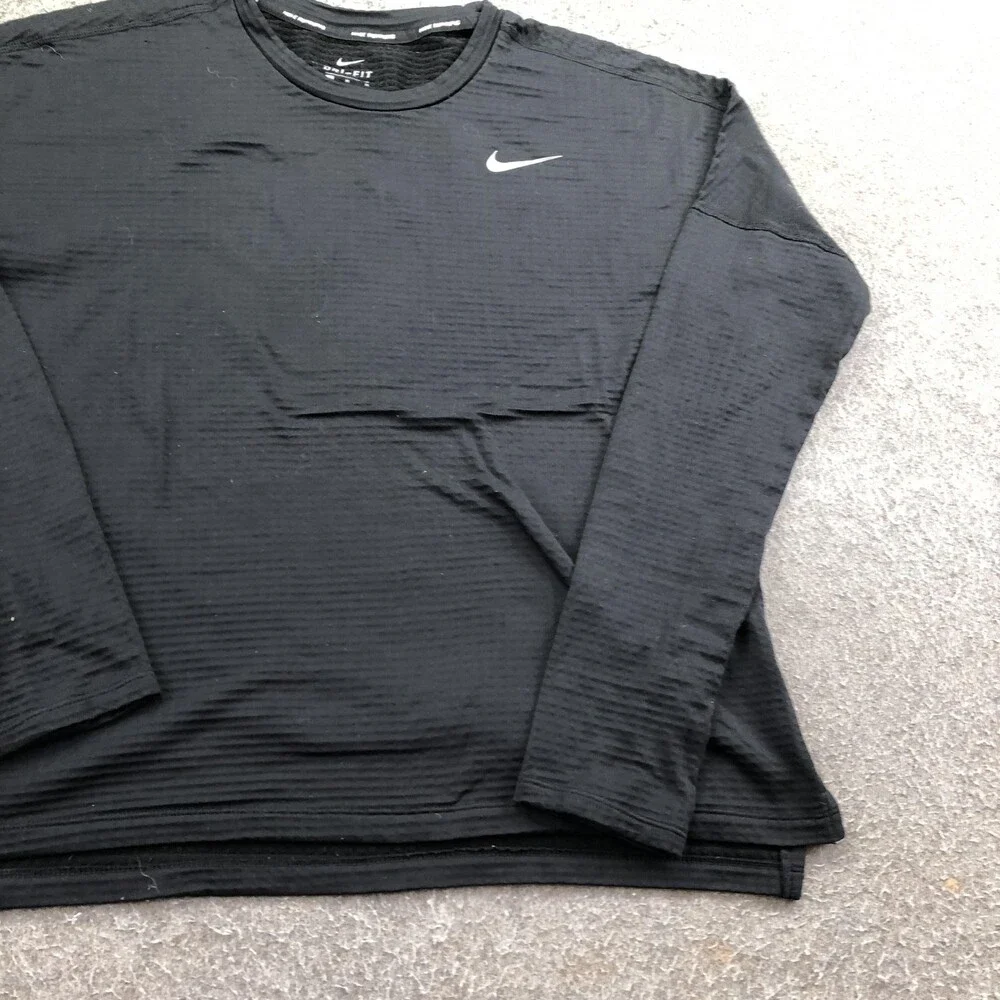 Nike Shirt Womens Medium Black Long Sleeve Dri-FIT Running Top Gym Athletic